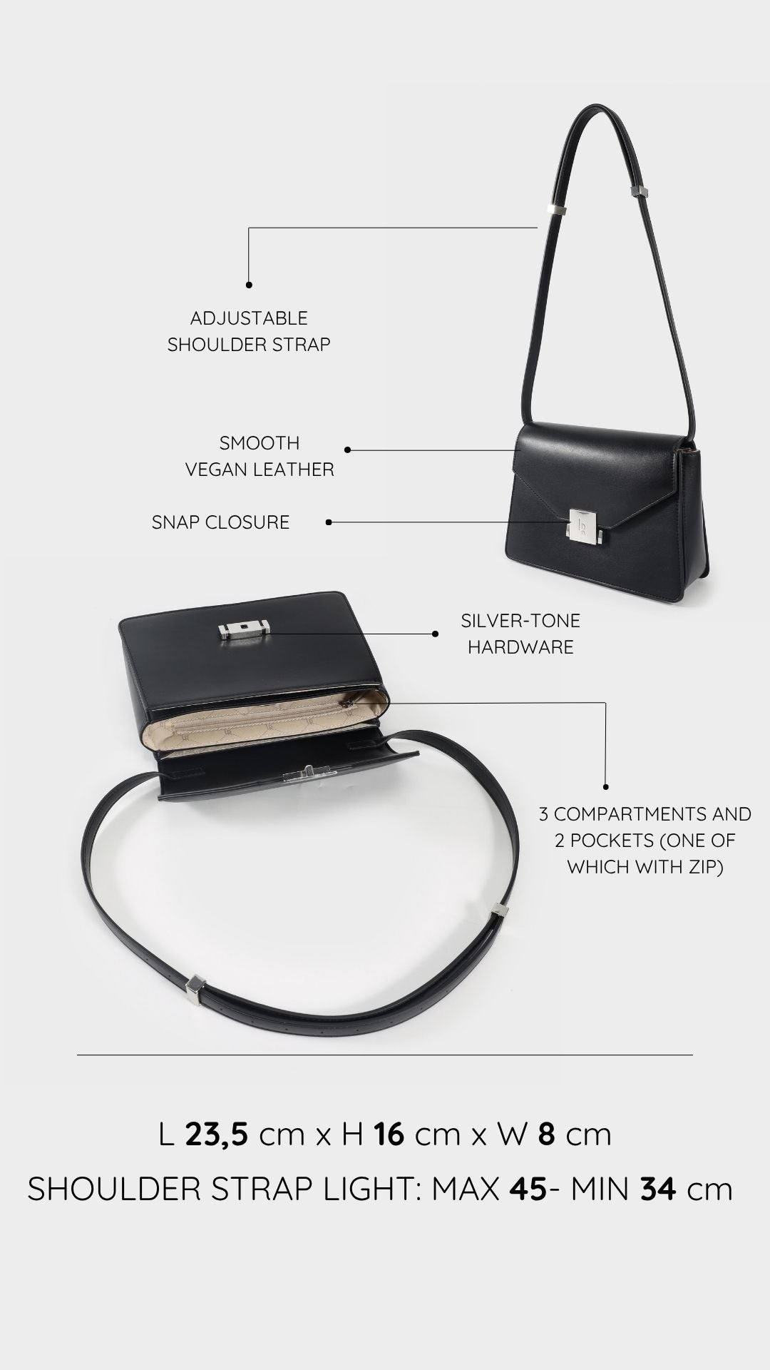 Borsa a tracolla AURA - BLACK