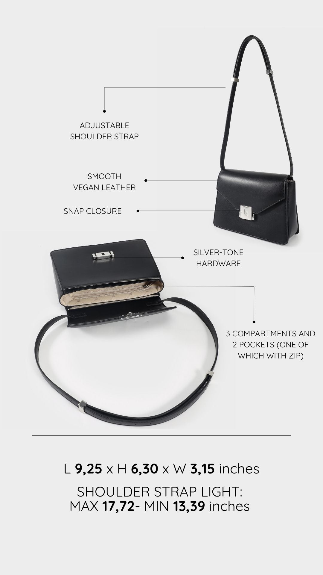 Borsa a tracolla AURA - BLACK