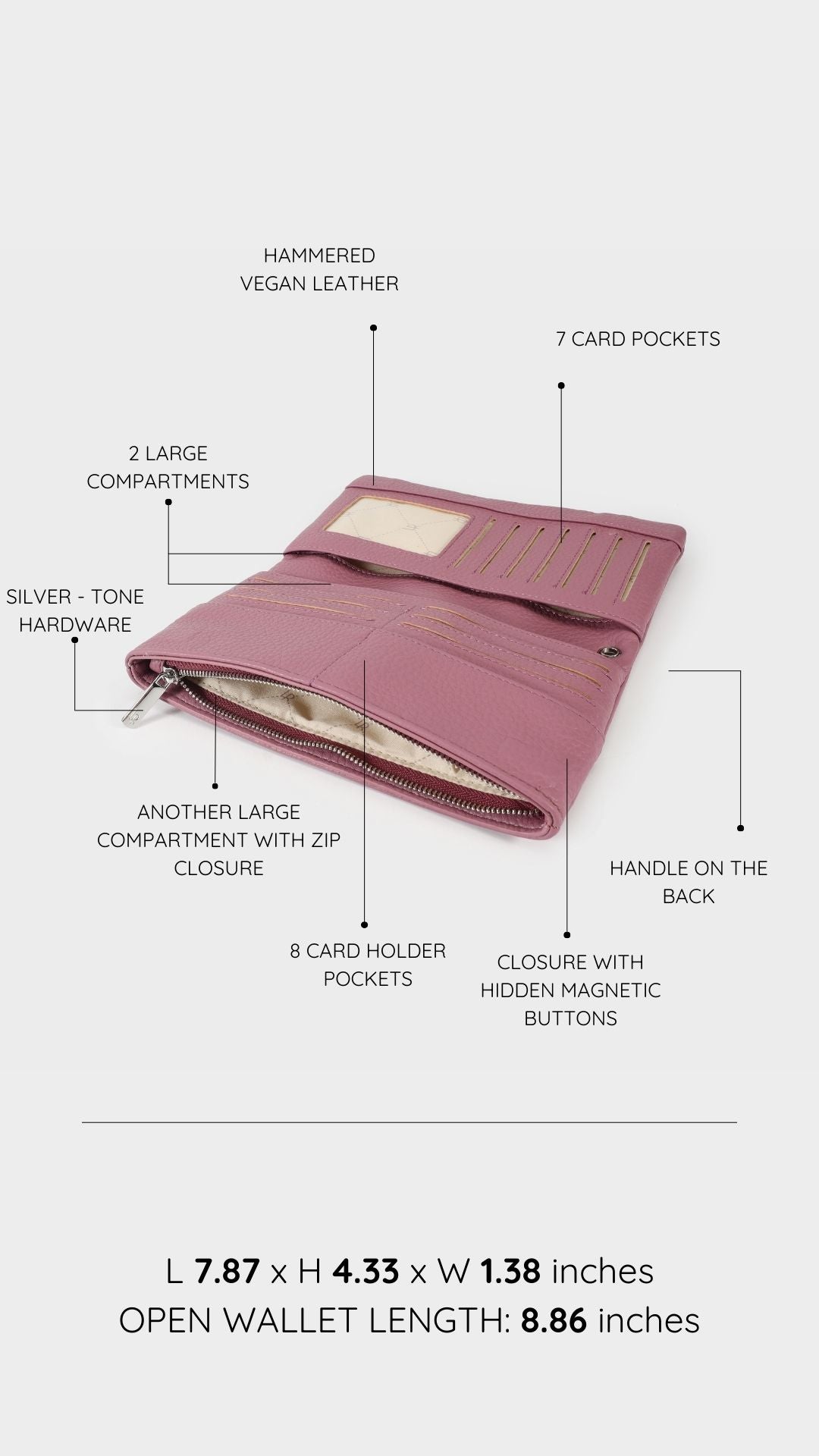Portafoglio ELLEN WALLET BIG - TAFFY PINK