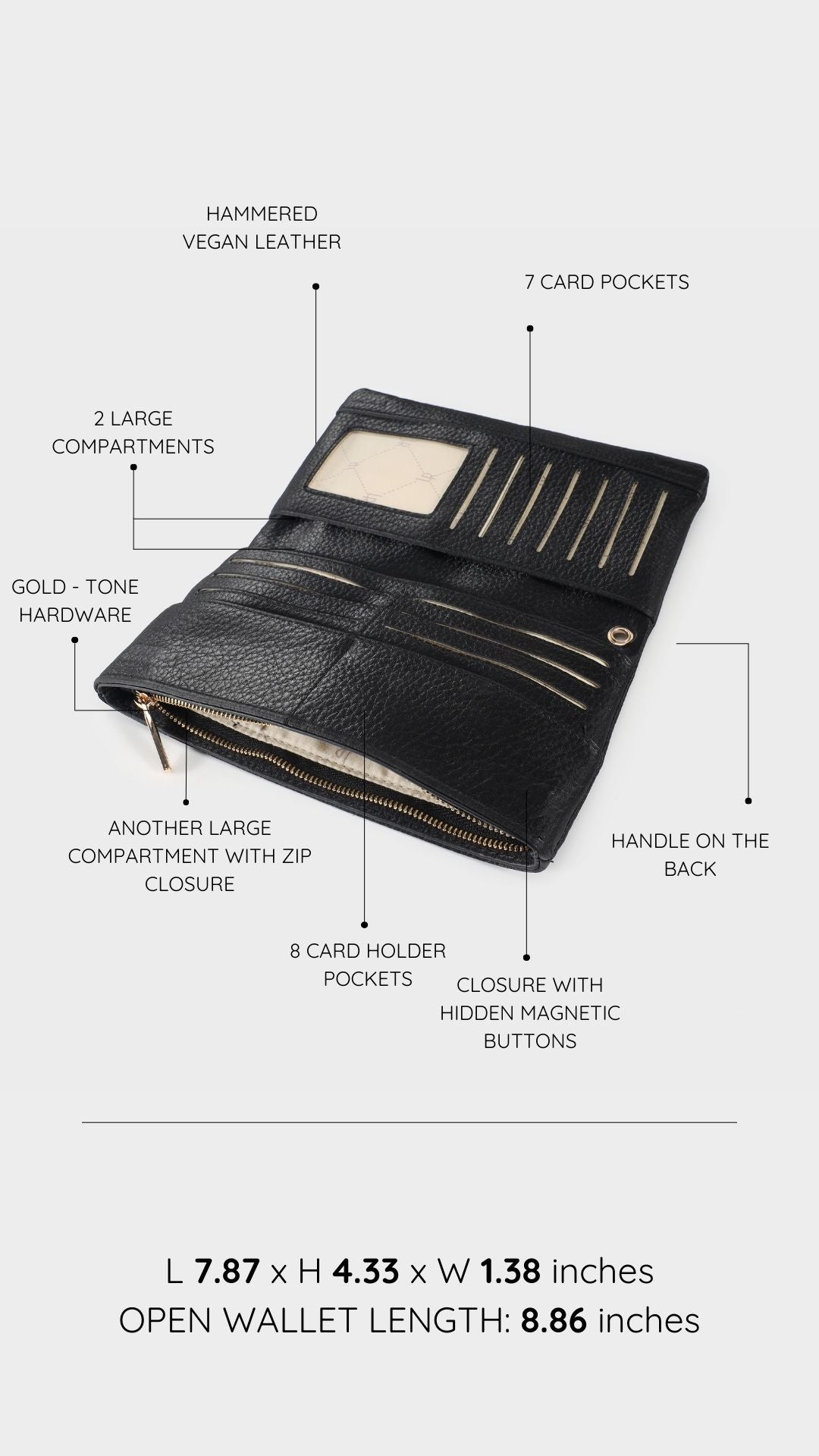 Portafoglio ELLEN WALLET BIG - BLACK