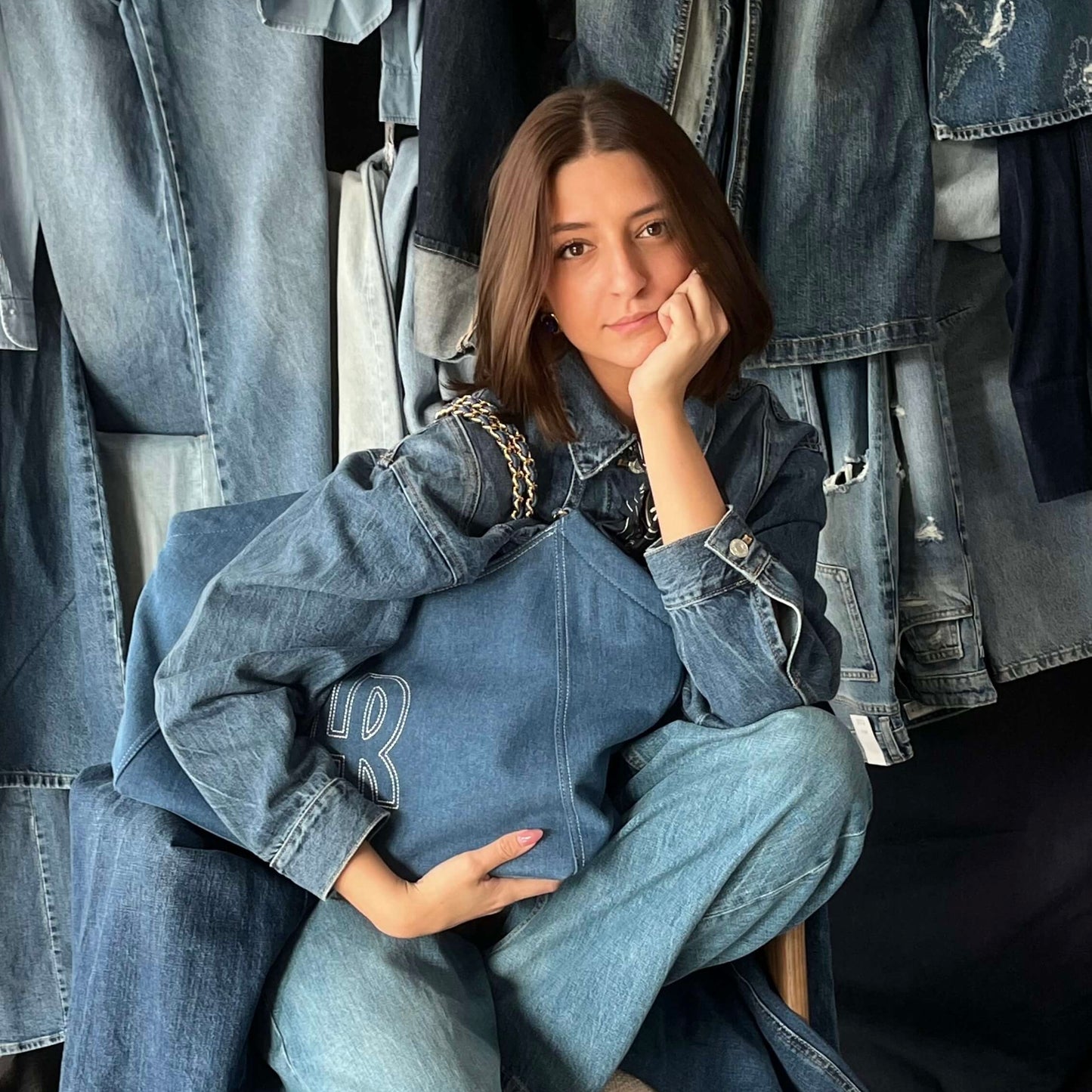 Shopping bag a spalla CORINNE DENIM - BLUETTE