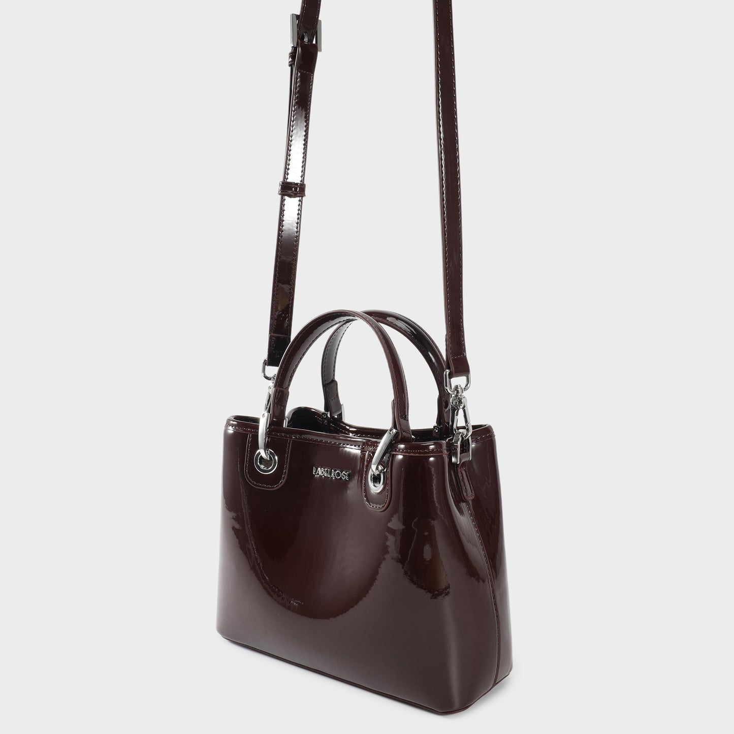 Borsa a mano MARGOT SMALL VERNICE - DEEP COOL BROWN