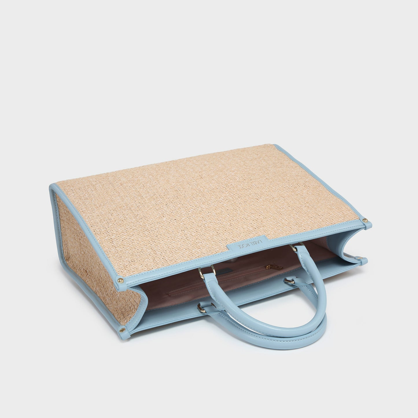 ROSE MONOGRAM TOTE RAFIA - CELESTE