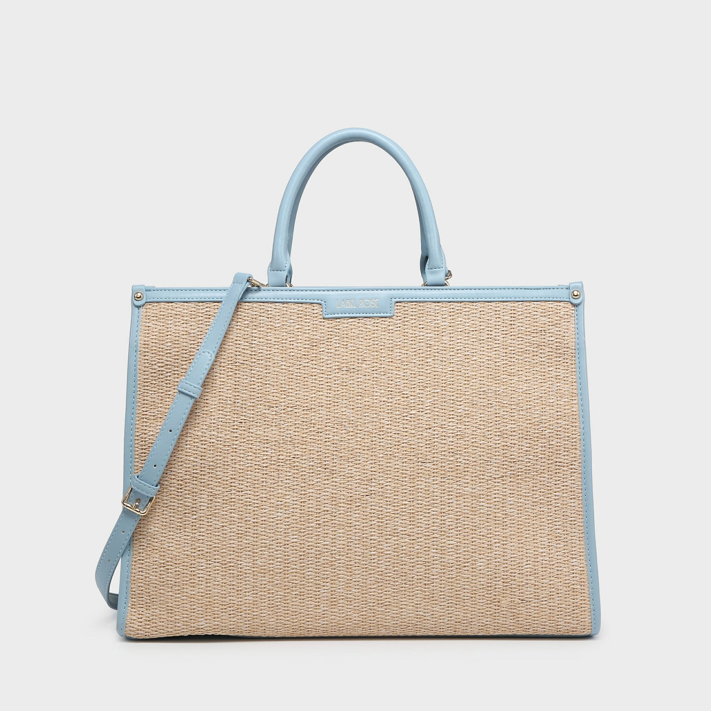 ROSE MONOGRAM TOTE RAFIA - CELESTE