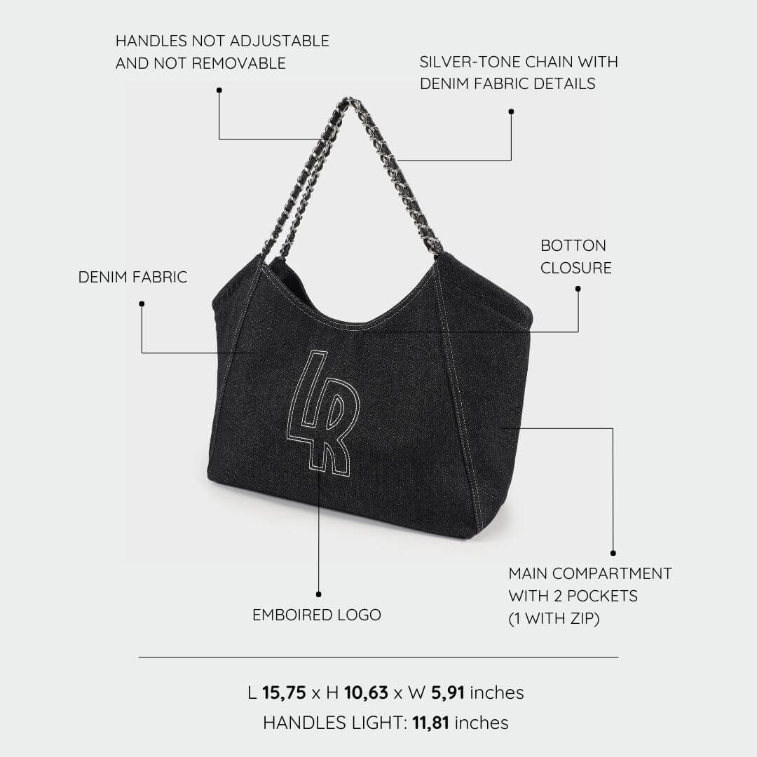 Shopping bag a spalla CORINNE DENIM - BLACK