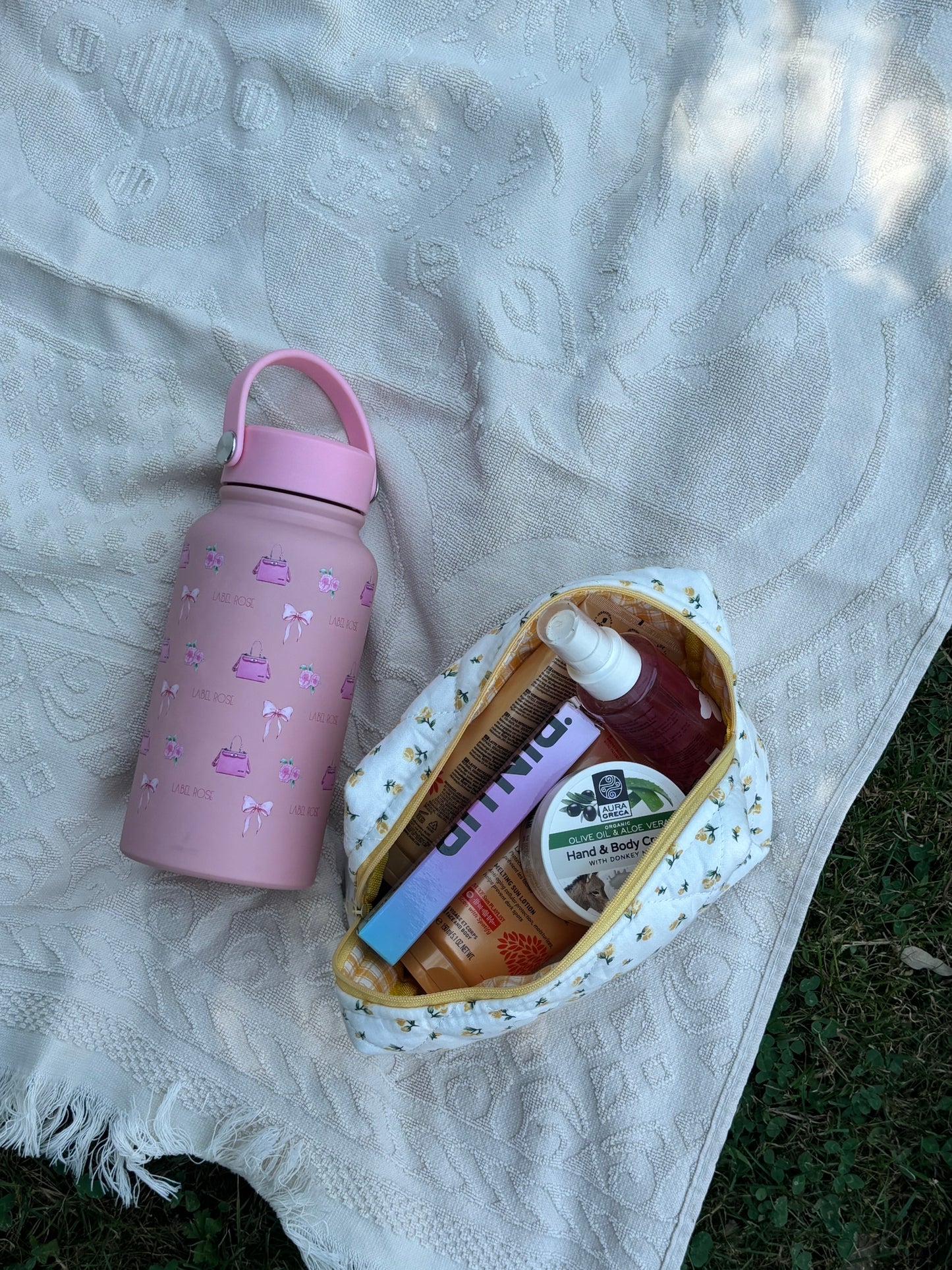 Trousse in tessuto con rose MEDIUM - GIALLO