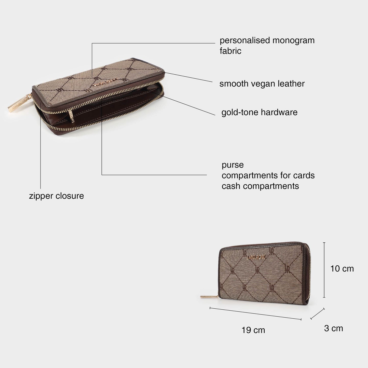Portafoglio NEW MONOGRAM BIG WALLET - TESTA DI MORO