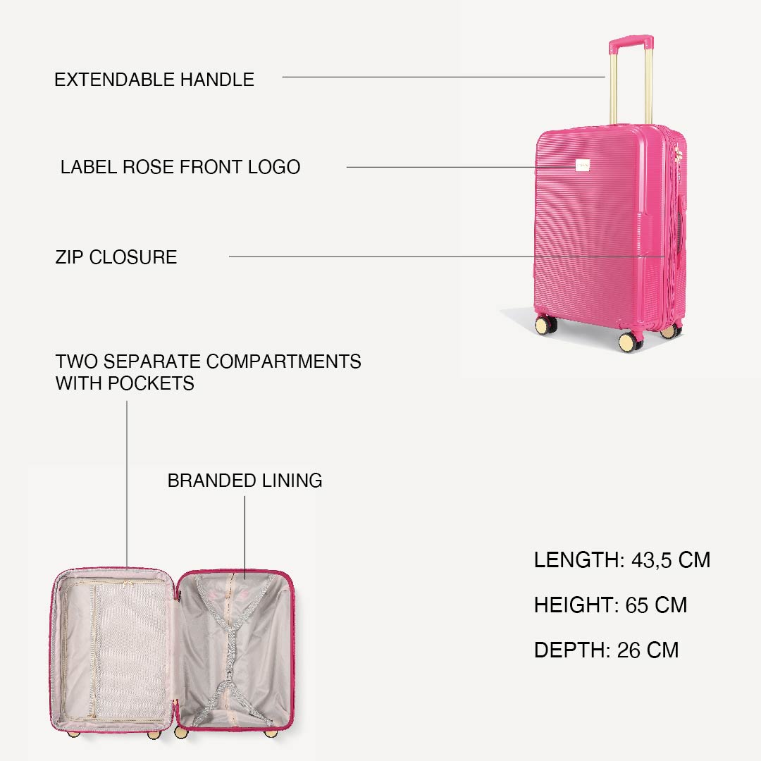Shiny trolley suitcase four wheels - FUXIA