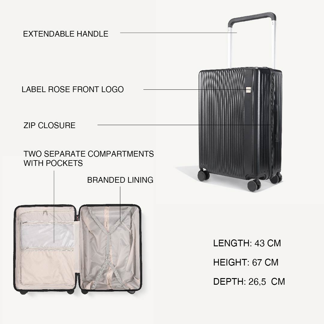 Matte trolley suitcase four wheels - BLACK