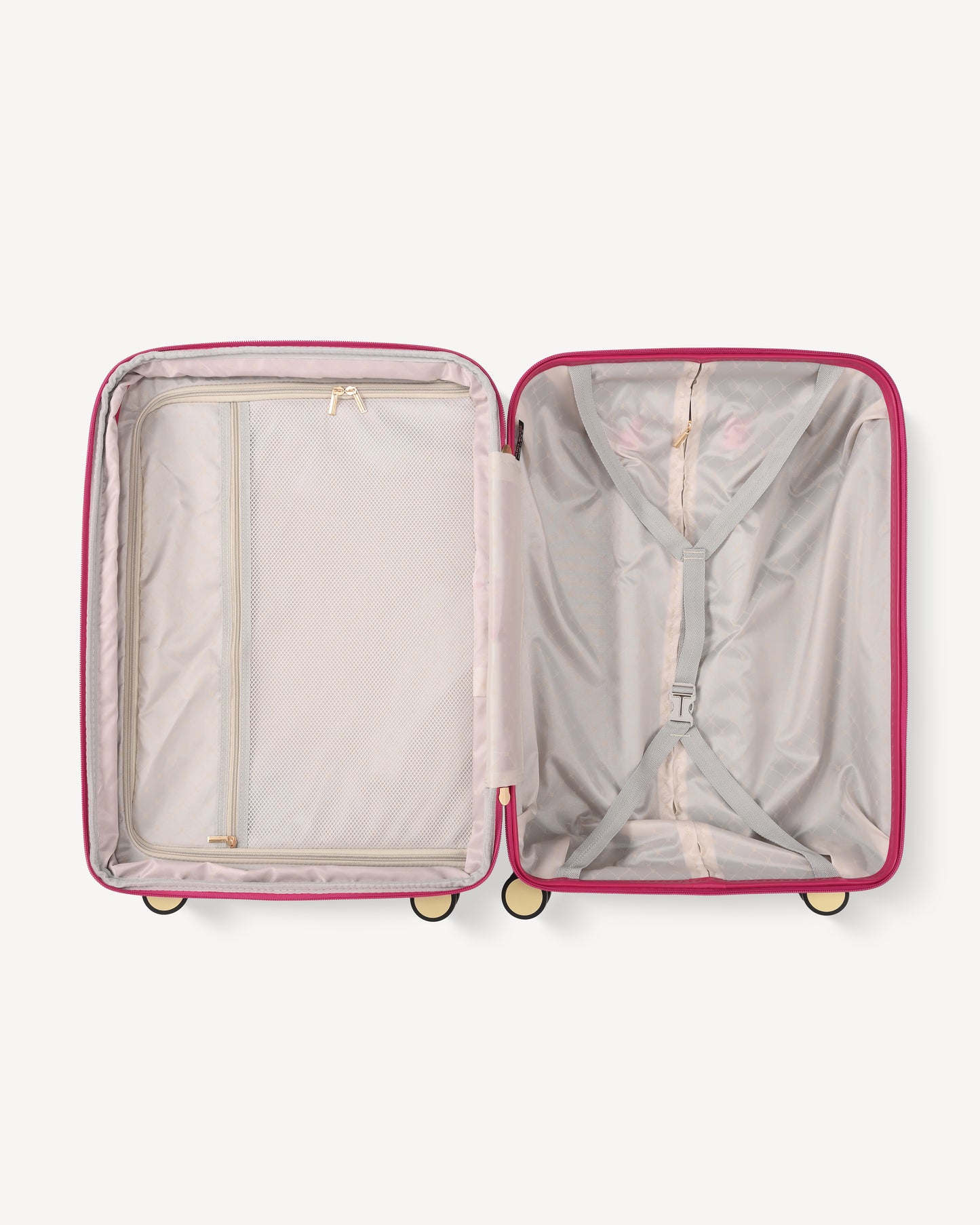Shiny trolley suitcase four wheels - FUXIA