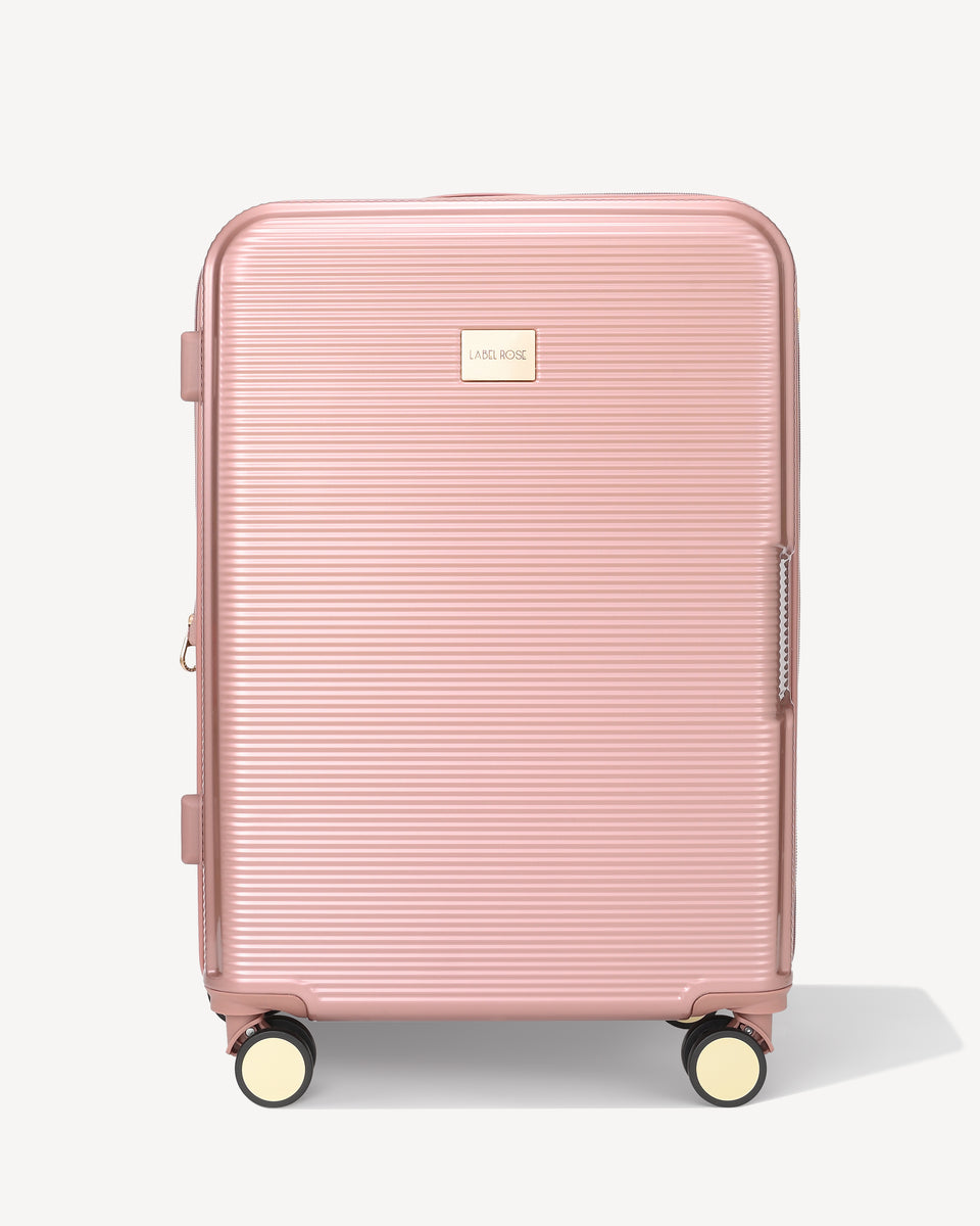 Label Rose Ruote Valigia Valigia Trolley Lucido Quattro Ruote ROSA