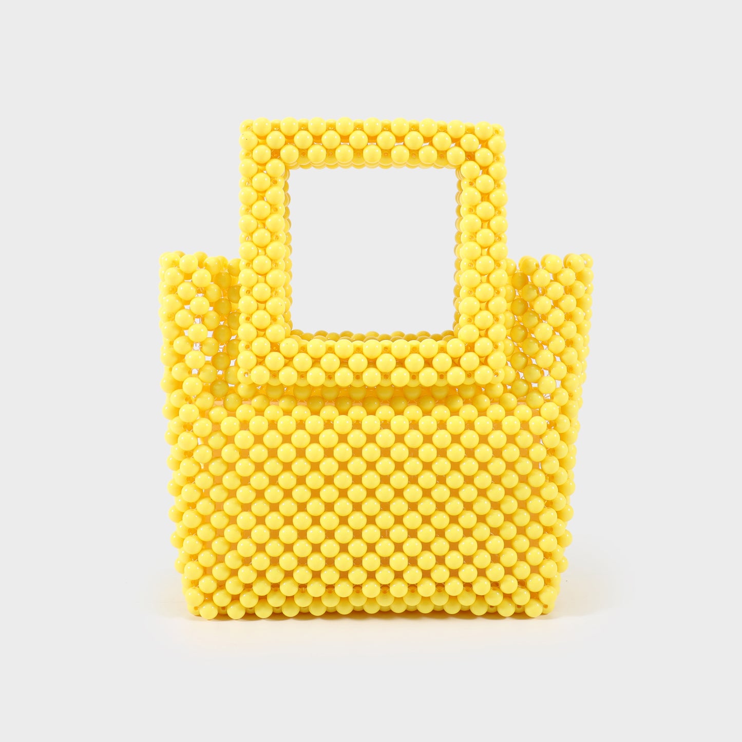 Borsa a mano con perline manico rigido - GIALLO