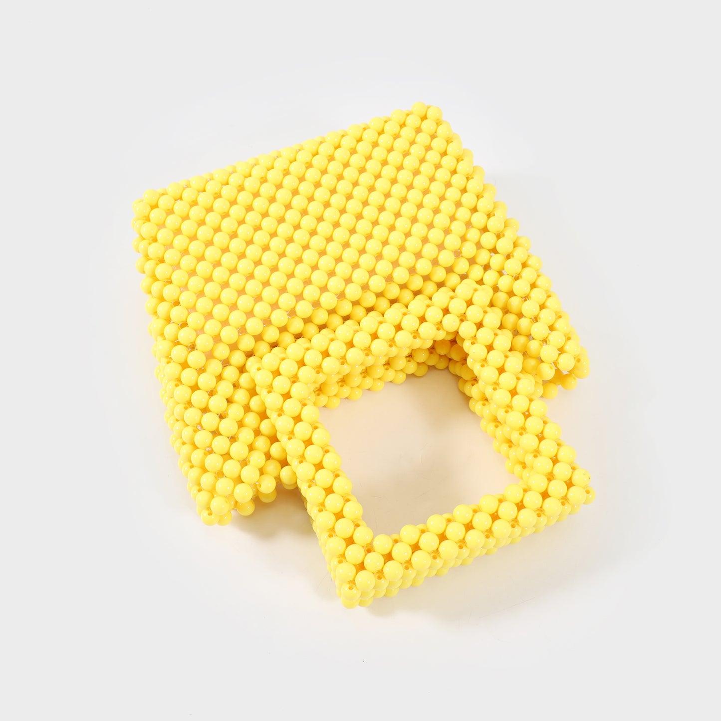 Borsa a mano con perline manico rigido - GIALLO