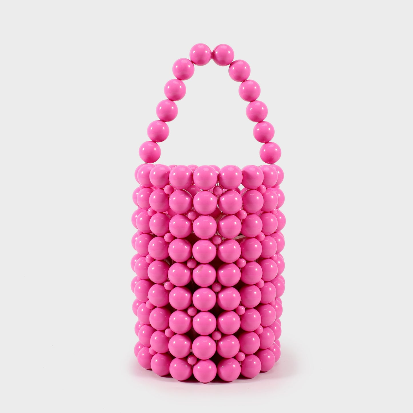 Borsa a cilindro con perline sferiche - ROSA