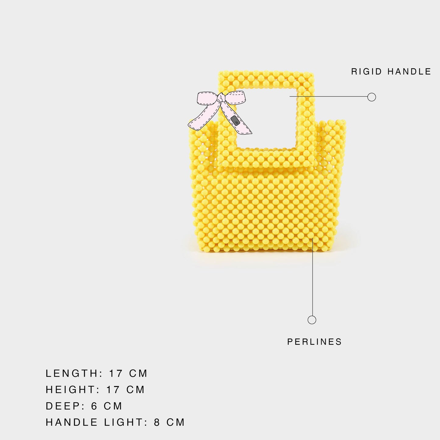 Borsa a mano con perline manico rigido - GIALLO