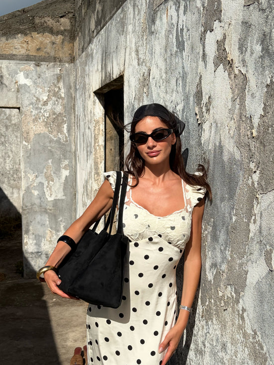 Borsa a spalla IVORY SUEDE - BLACK SILVER