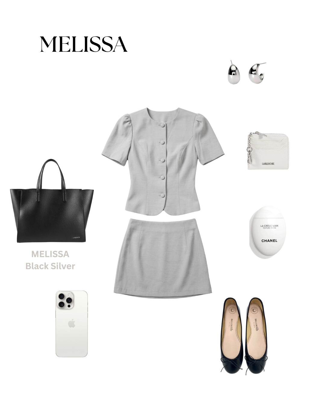 Bolso de mano MELISSA - NEGRO PLATA