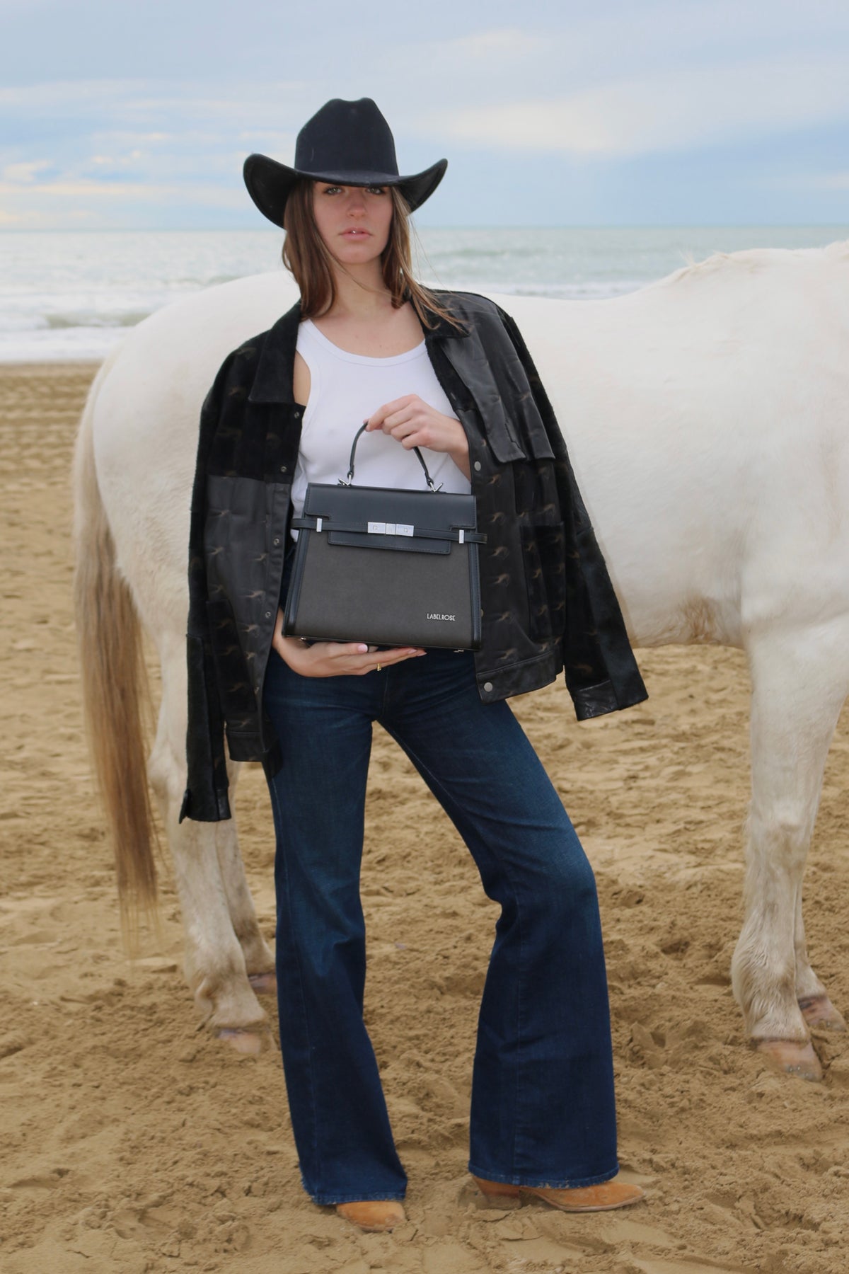 GRACE SUEDE BIG handbag - BLACK