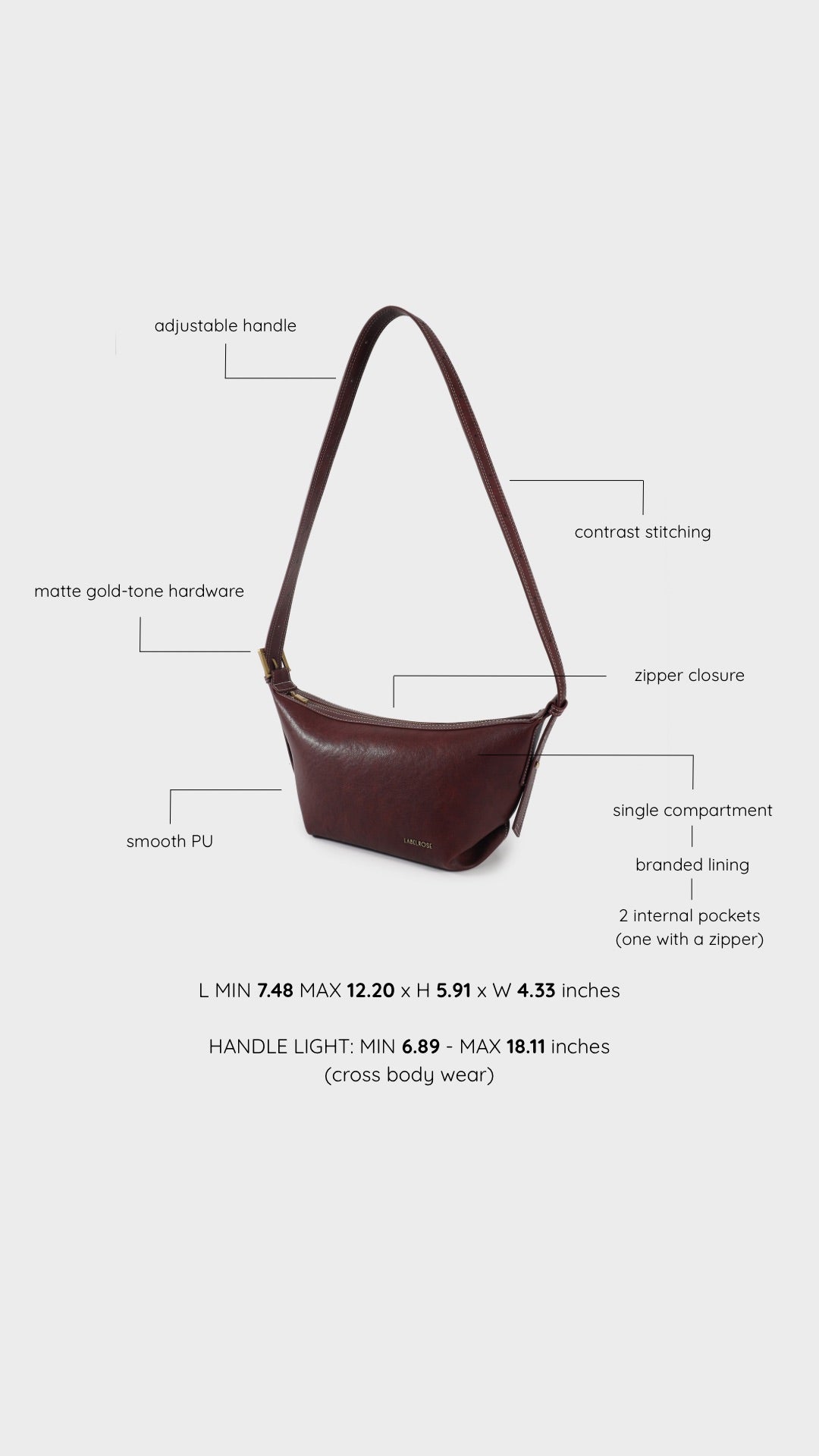 Borsa a spalla DANI- WINE - SENZA IMBALLAGGIO ORIGINALE