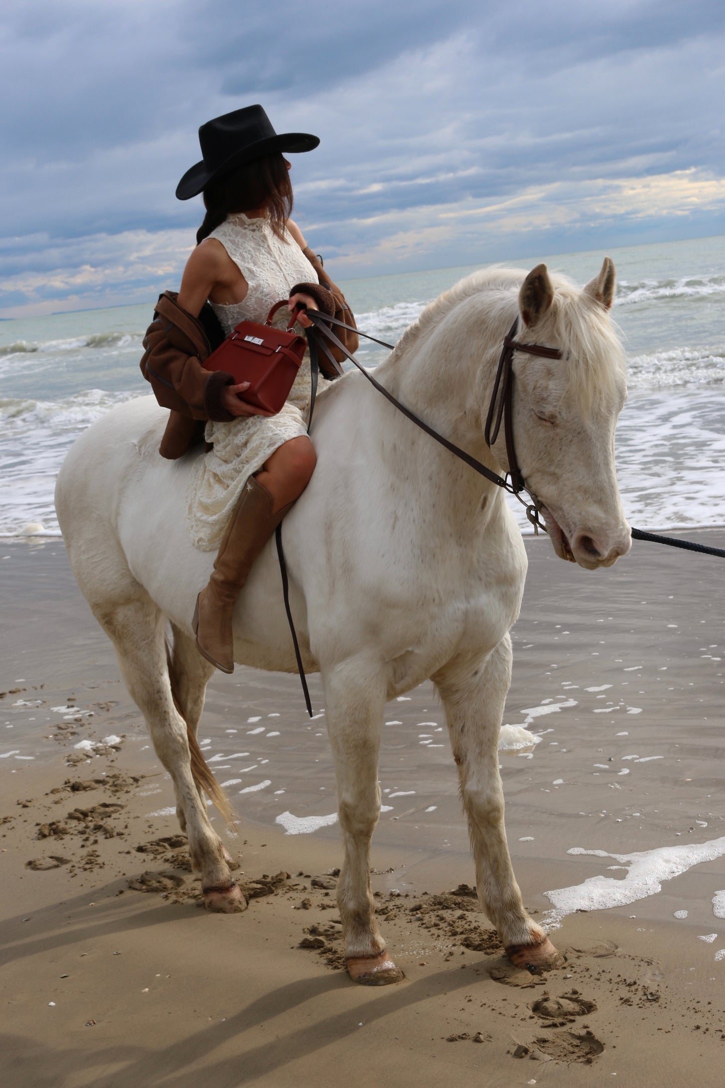 Borsa a mano GRACE SUEDE MEDIUM - BRICK RED