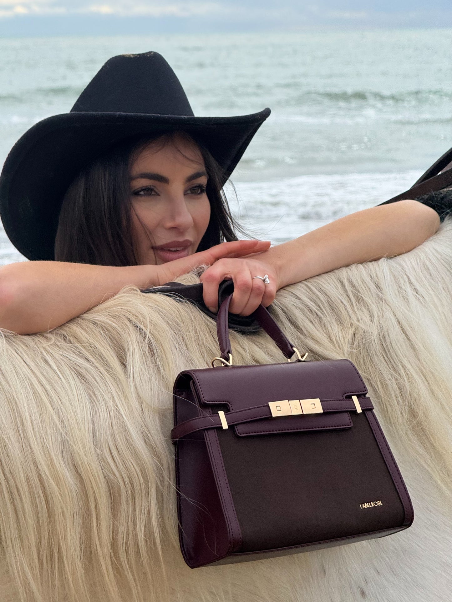 Borsa a mano GRACE SUEDE MEDIUM - BURGUNDY