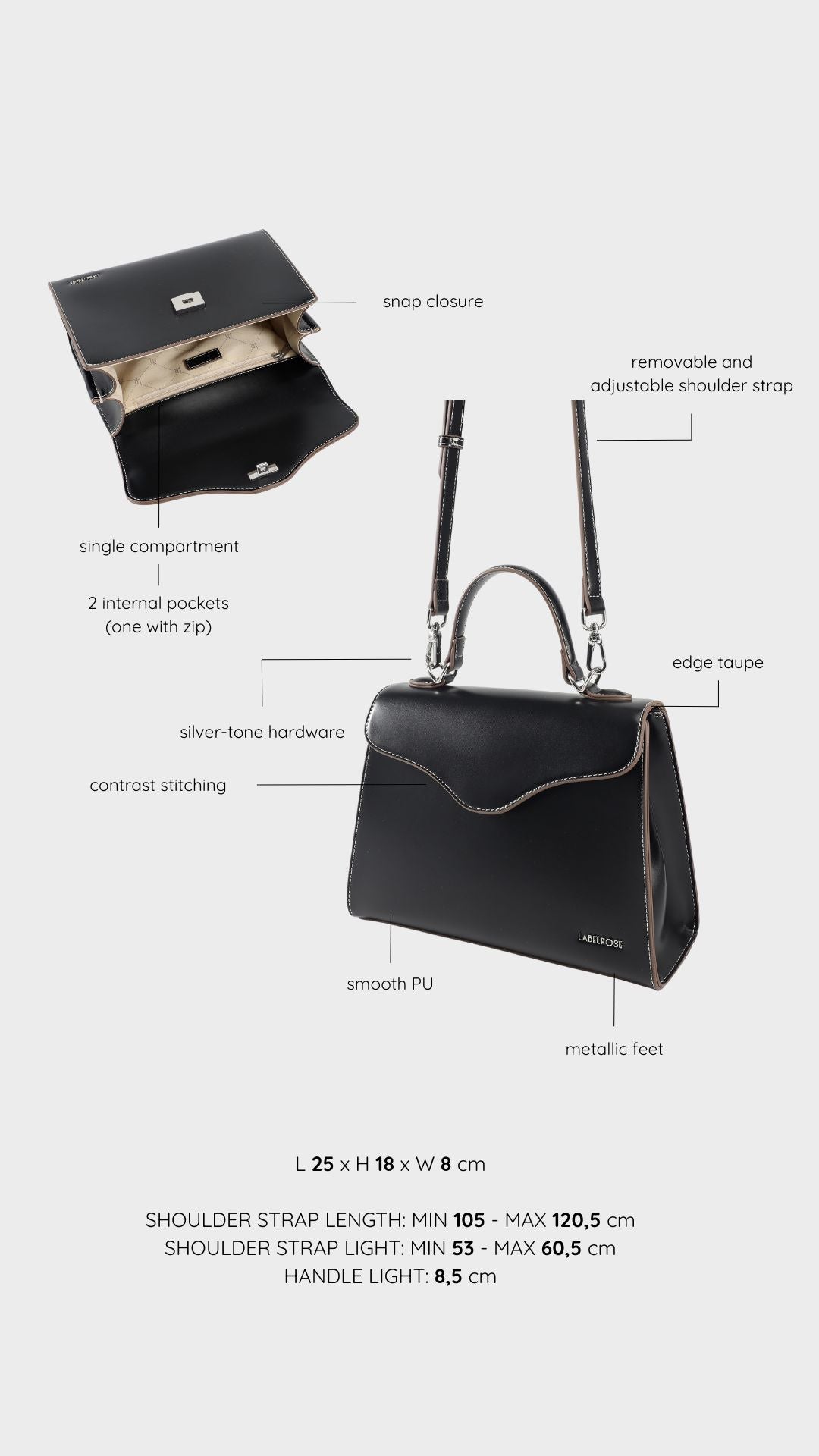 Borsa a tracolla ISABEL - BLACK - senza imballaggio originale