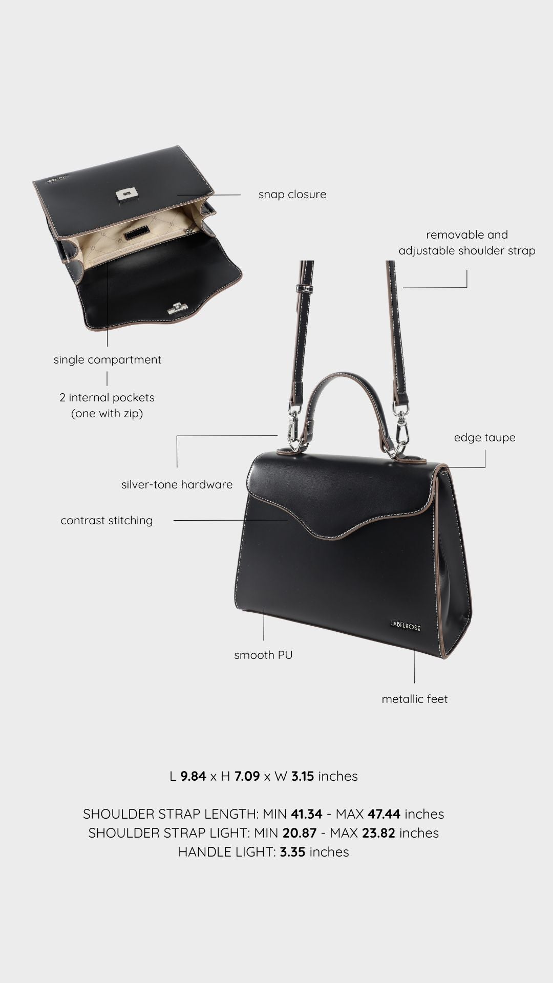 Borsa a tracolla ISABEL - BLACK - senza imballaggio originale