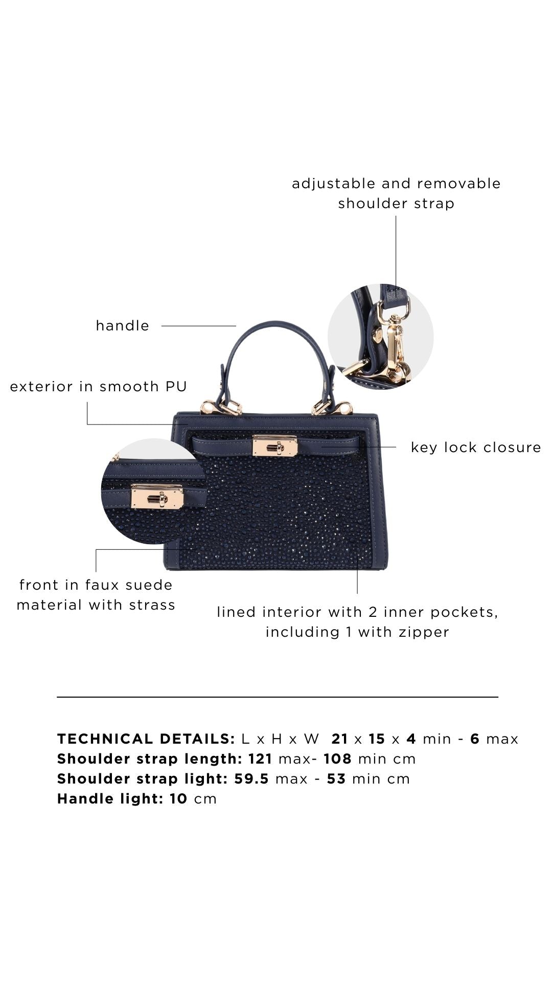 Borsa a mano PARIS MINI STRASS - BLUE