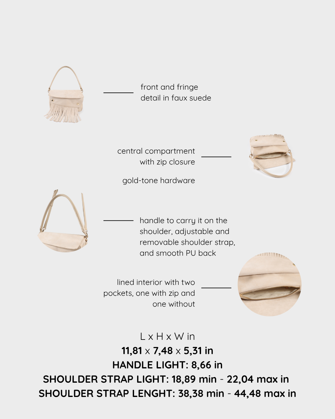 Bolso de hombro MEREDITH - BEIGE