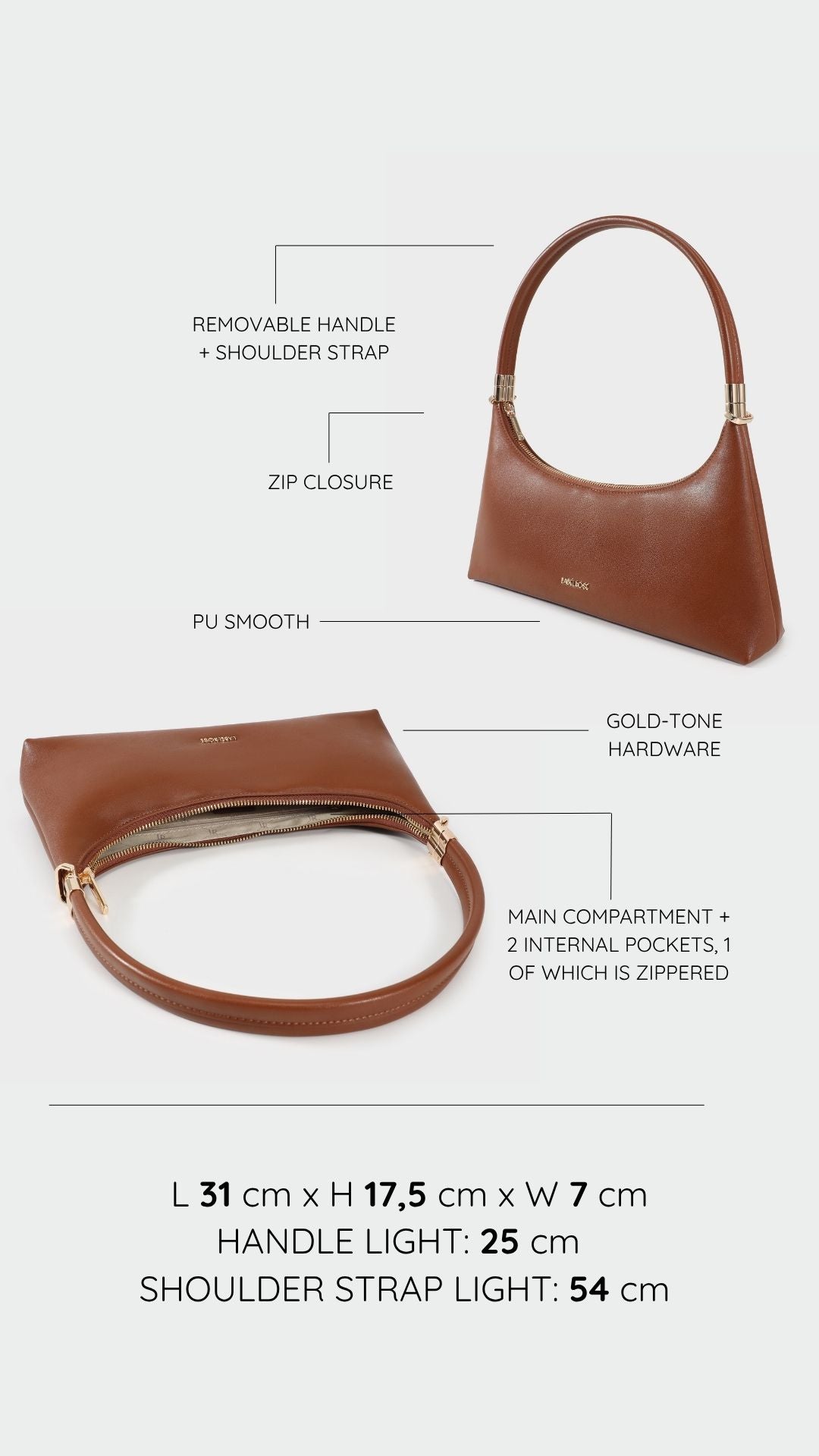 Borsa a spalla MAIA - BROWN