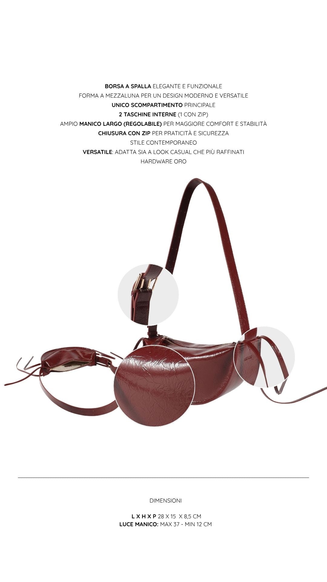 Borsa a spalla EMILY - BURGUNDY (PREVENDITA)