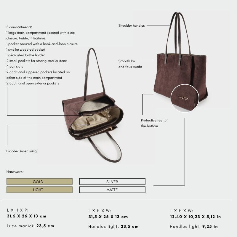 Bolso de hombro MELISSA BIG SIMILSUEDE - DARK BROWN