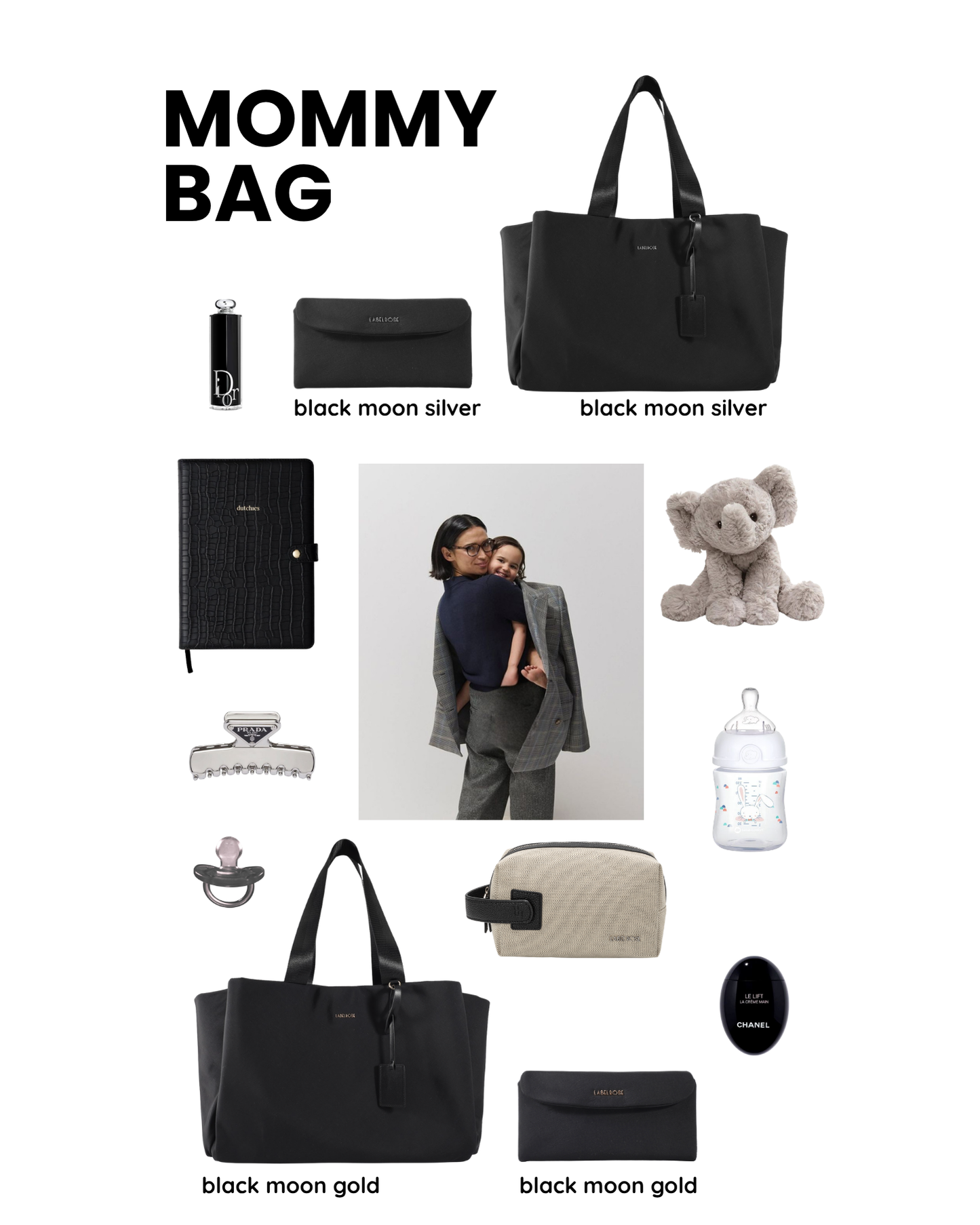 Borsa organizer MOMMY BAG - BLACK MOON GOLD