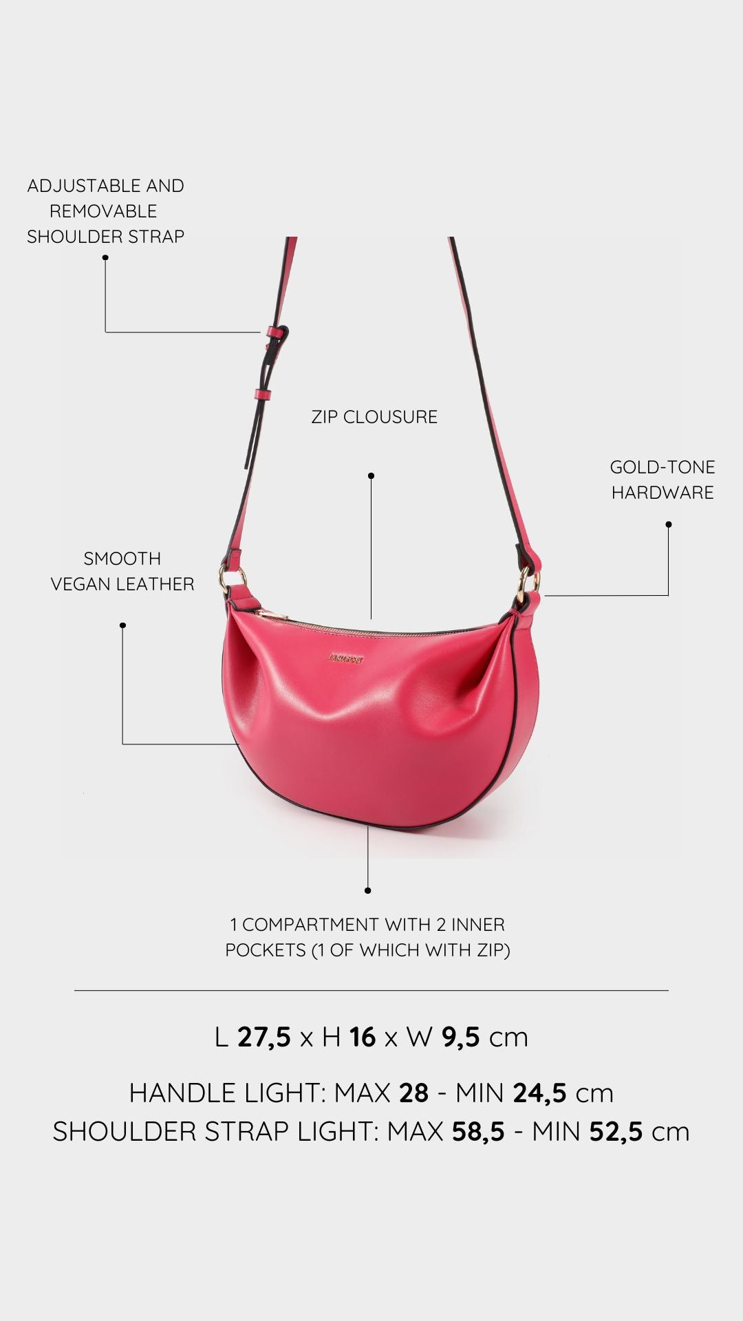 Borsa a spalla ARYA - CHERRY