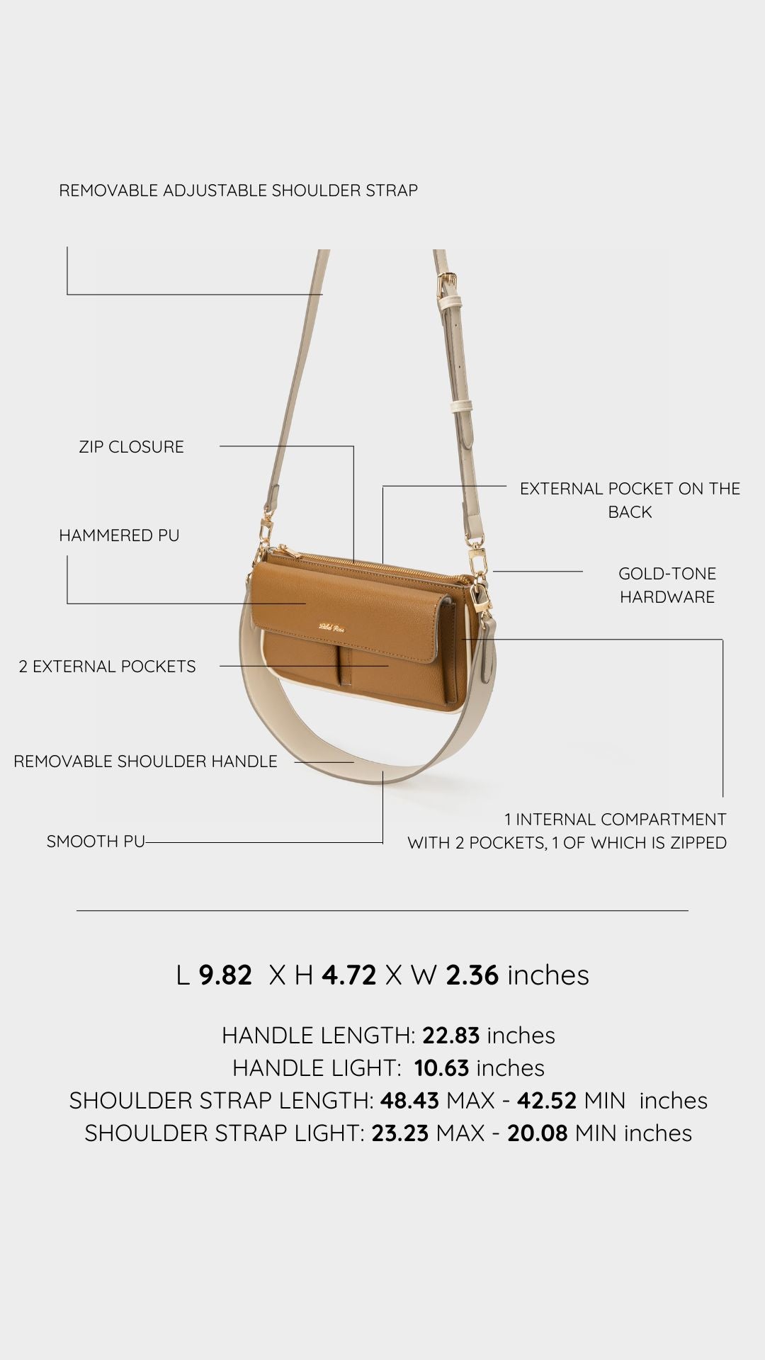 Borsa a spalla SABRINA - CAMEL