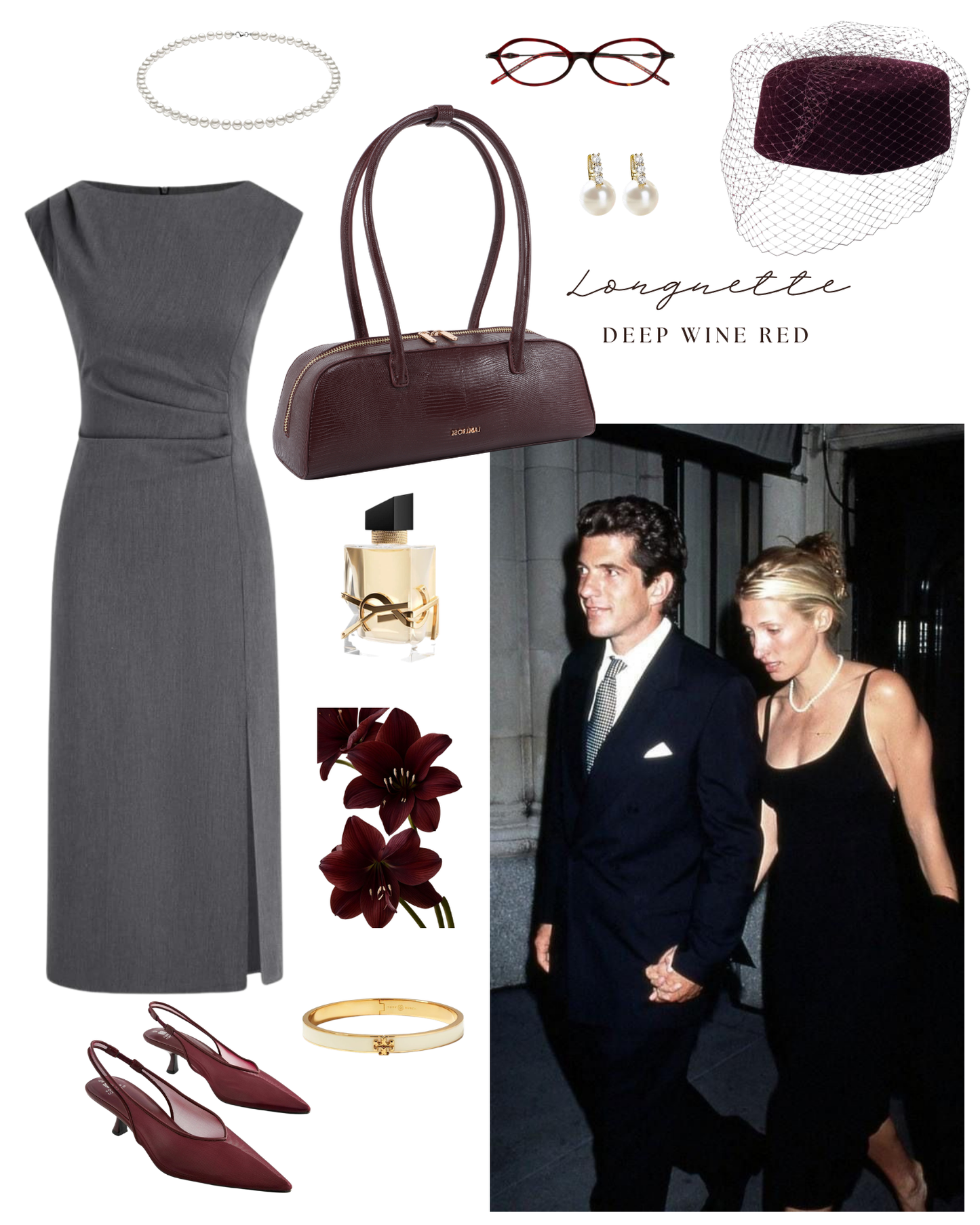 Shoulder bag LONGUETTE - DEEP WINE RED