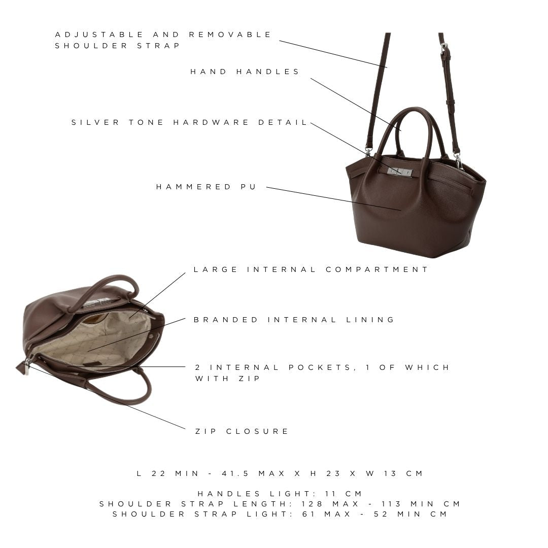 Borsa a mano BRIELLE SMALL - DARK BROWN SILVER