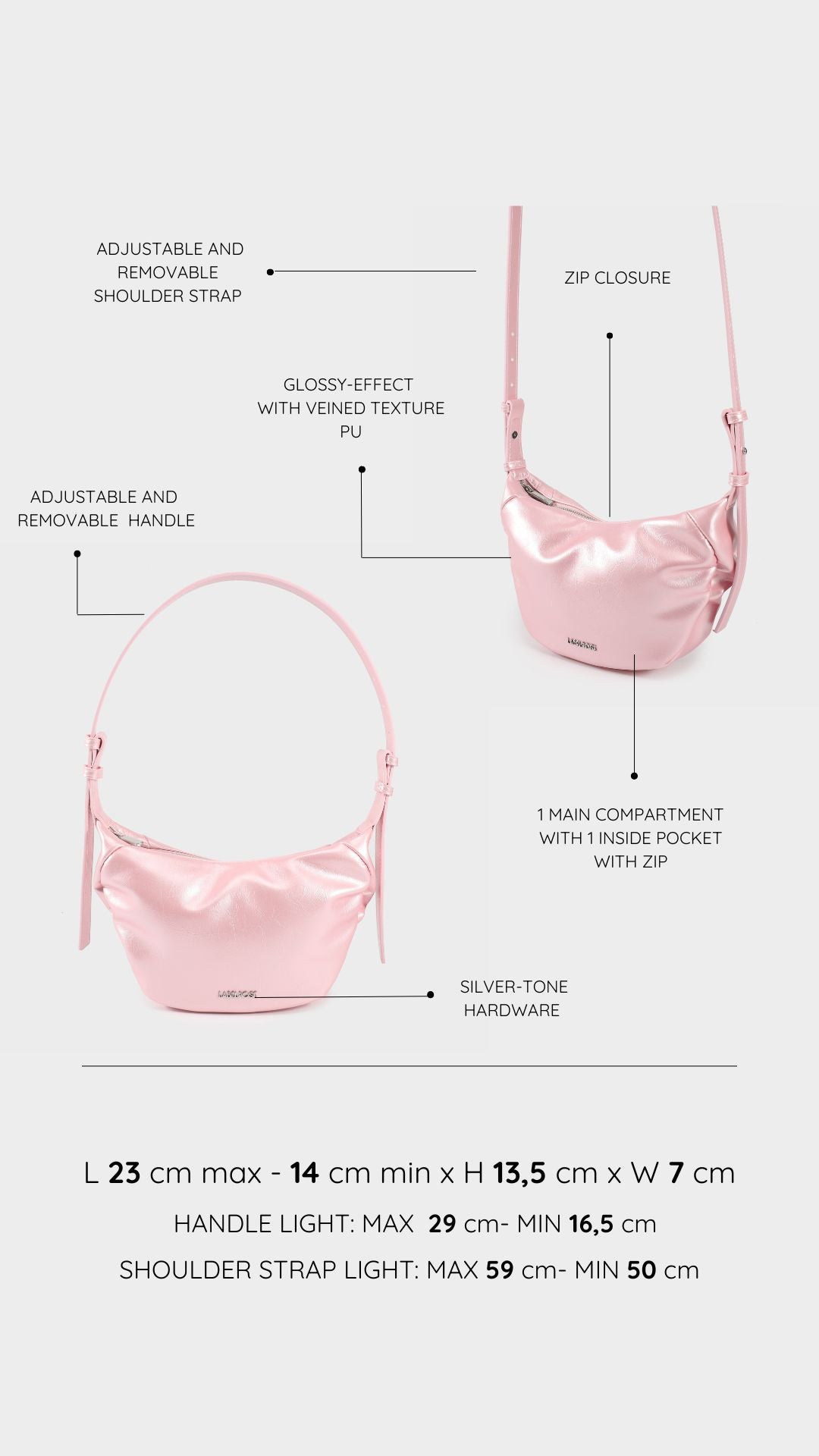 Borsa a spalla PENNY - PEARLY PINK