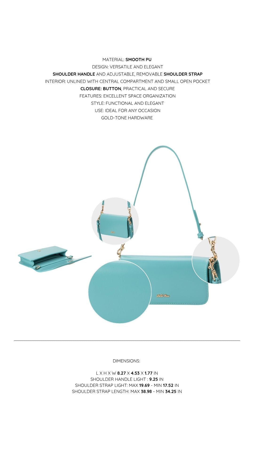 Borsa a spalla NICOLE - TURQUOISE