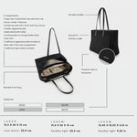 MELISSA BIG FAUX SUEDE Shoulder Bag - BLACK SILVER