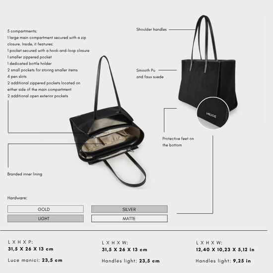 Borsa a spalla MELISSA BIG SIMILSUEDE - BLACK SILVER