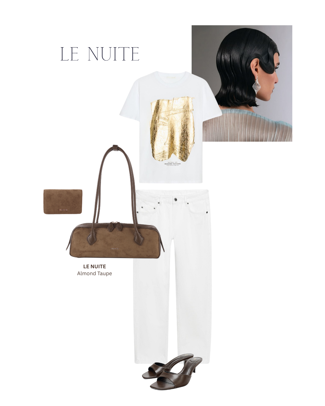 Bolso de hombro LE NUITE - ALMOND TAUPE
