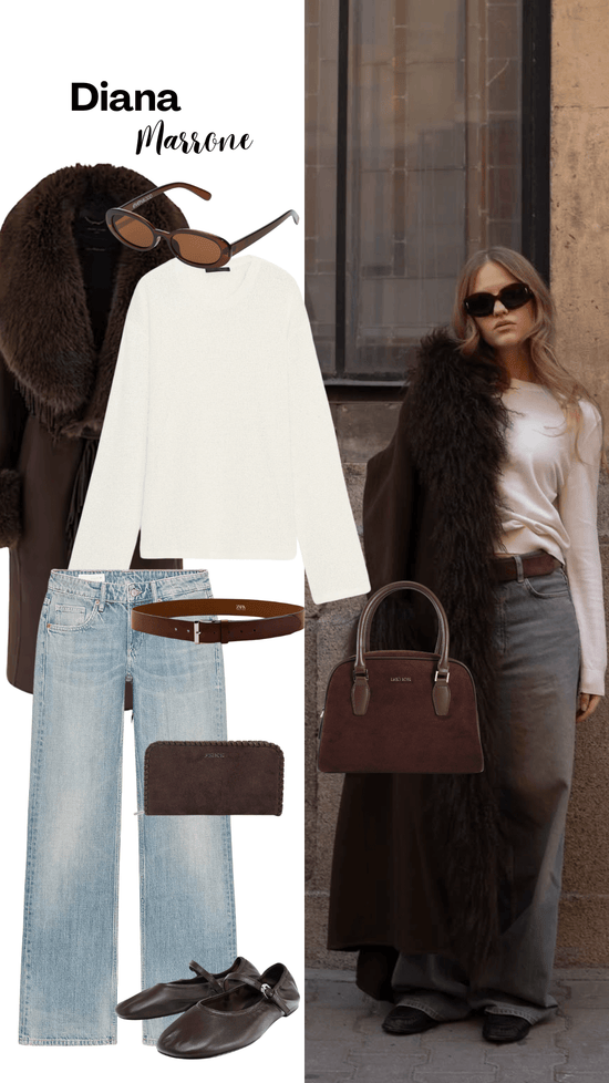 Borsa a tracolla DIANA   - MARRONE