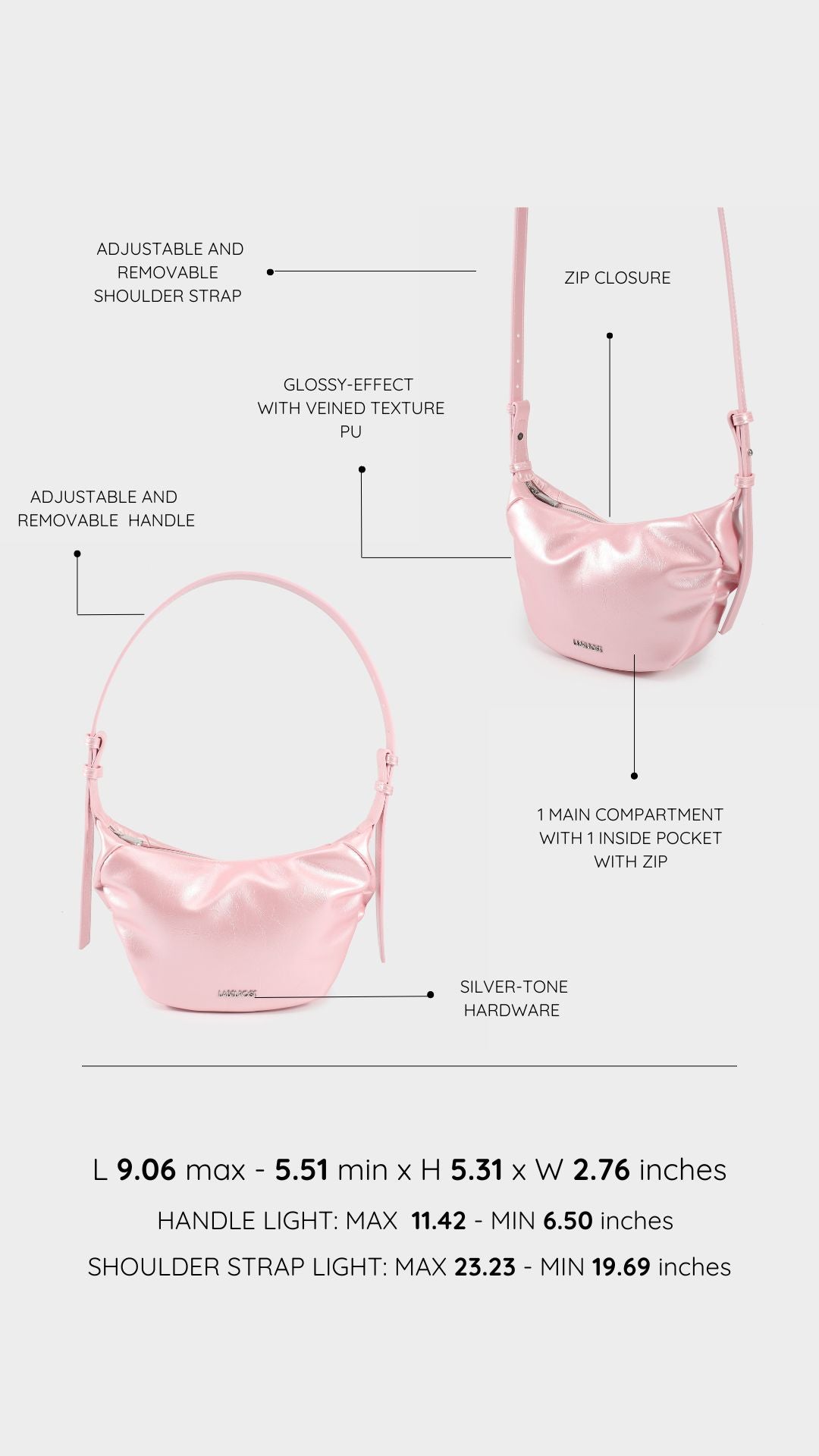 Borsa a spalla PENNY - PEARLY PINK