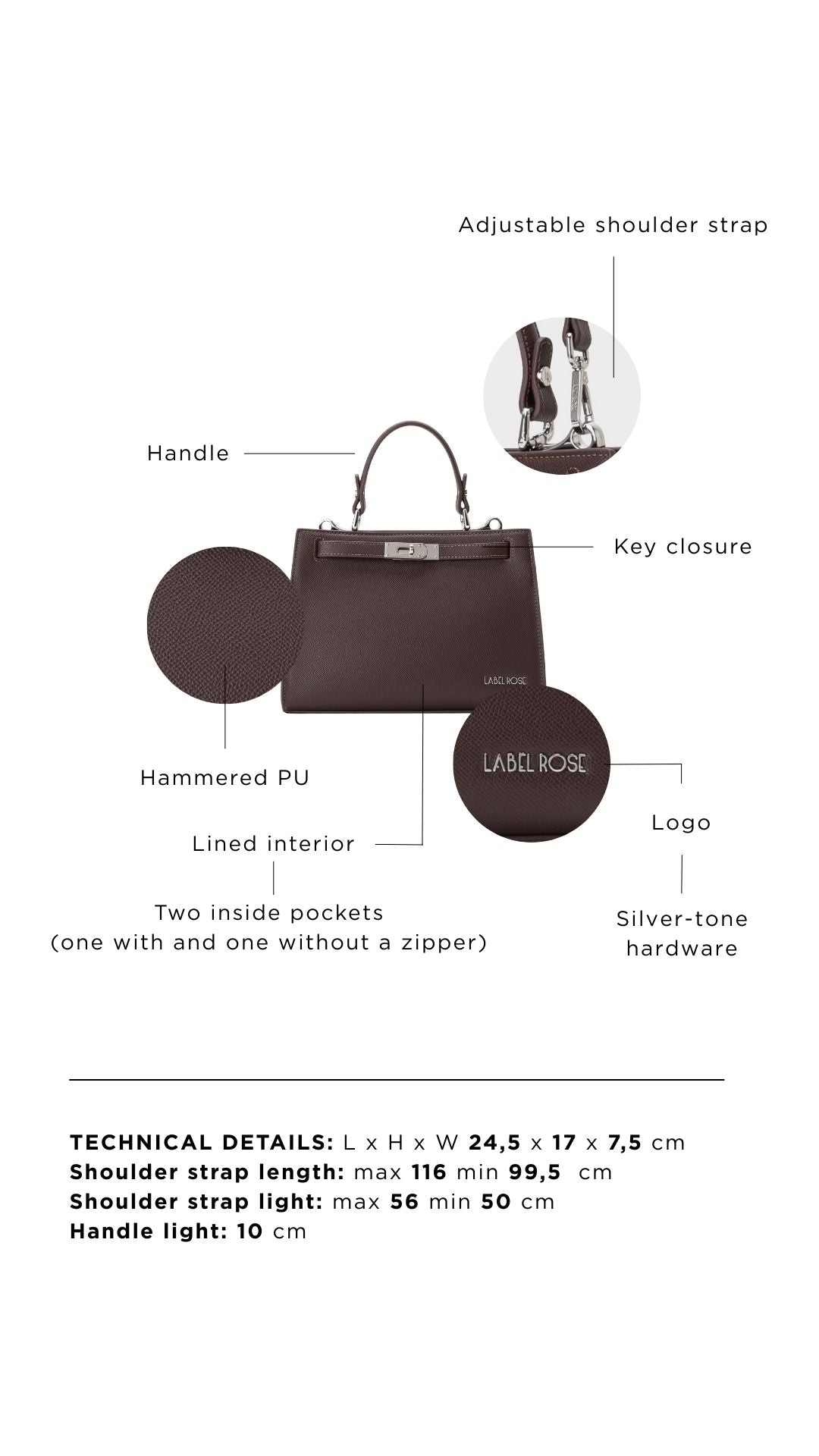 Borsa a mano PARIS SMALL - DARK CHOCOLATE