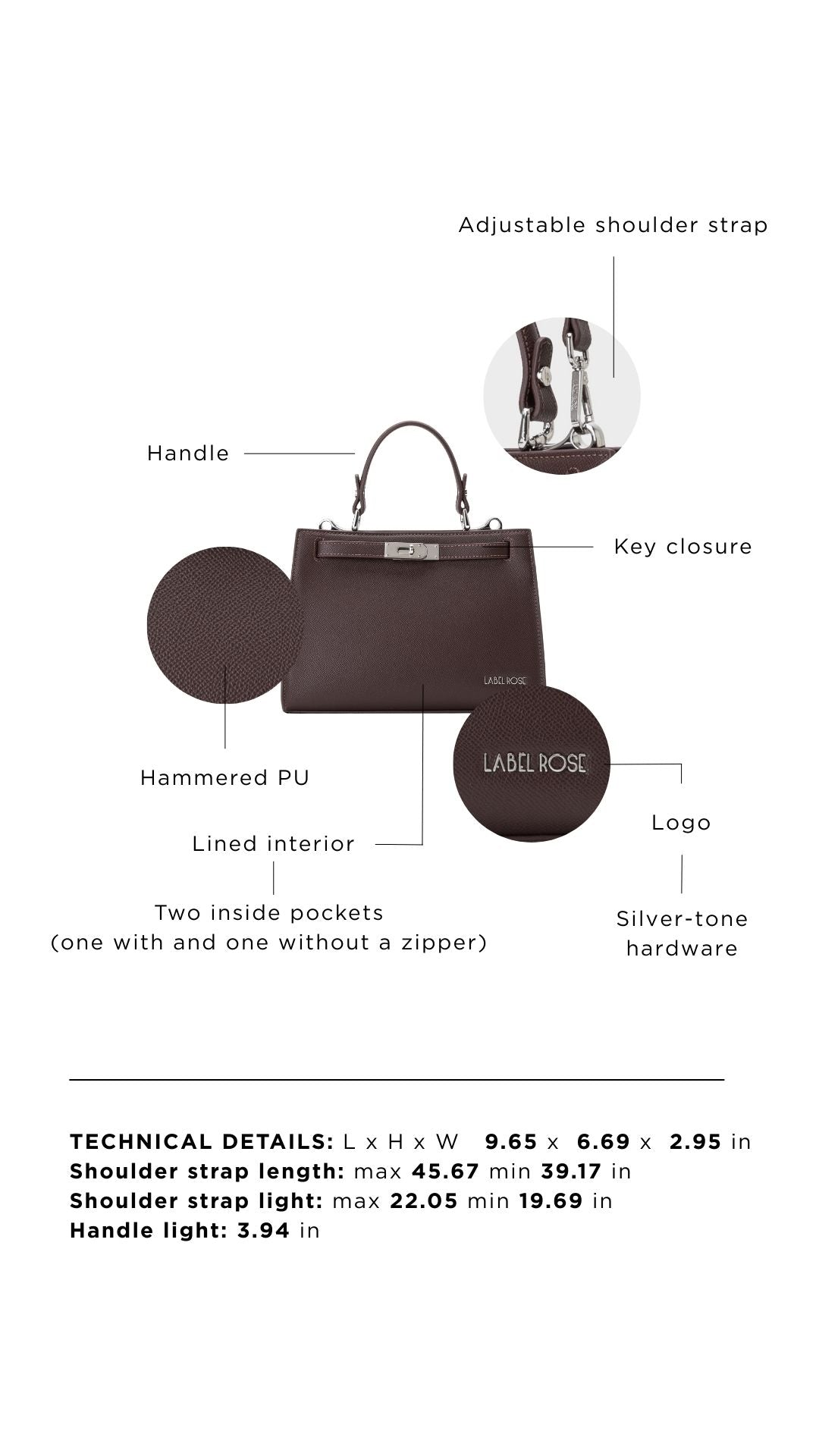 Borsa a mano PARIS SMALL - DARK CHOCOLATE