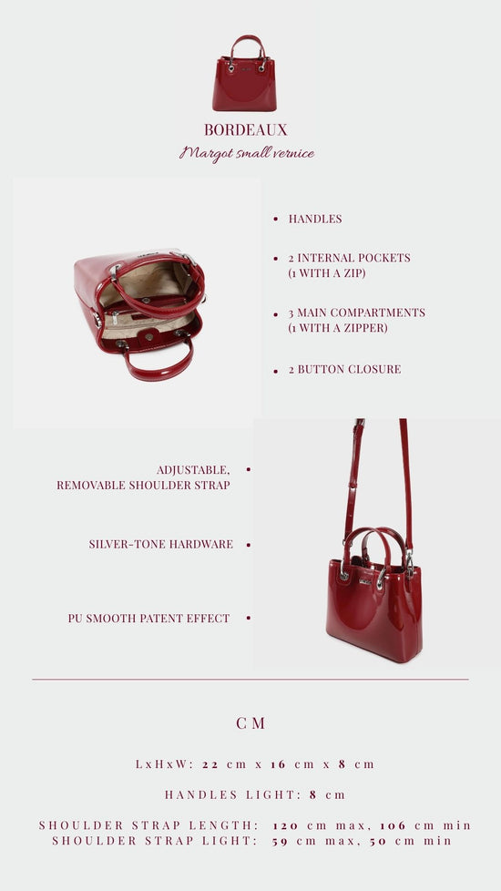 Borsa a mano MARGOT SMALL VERNICE - BORDEAUX