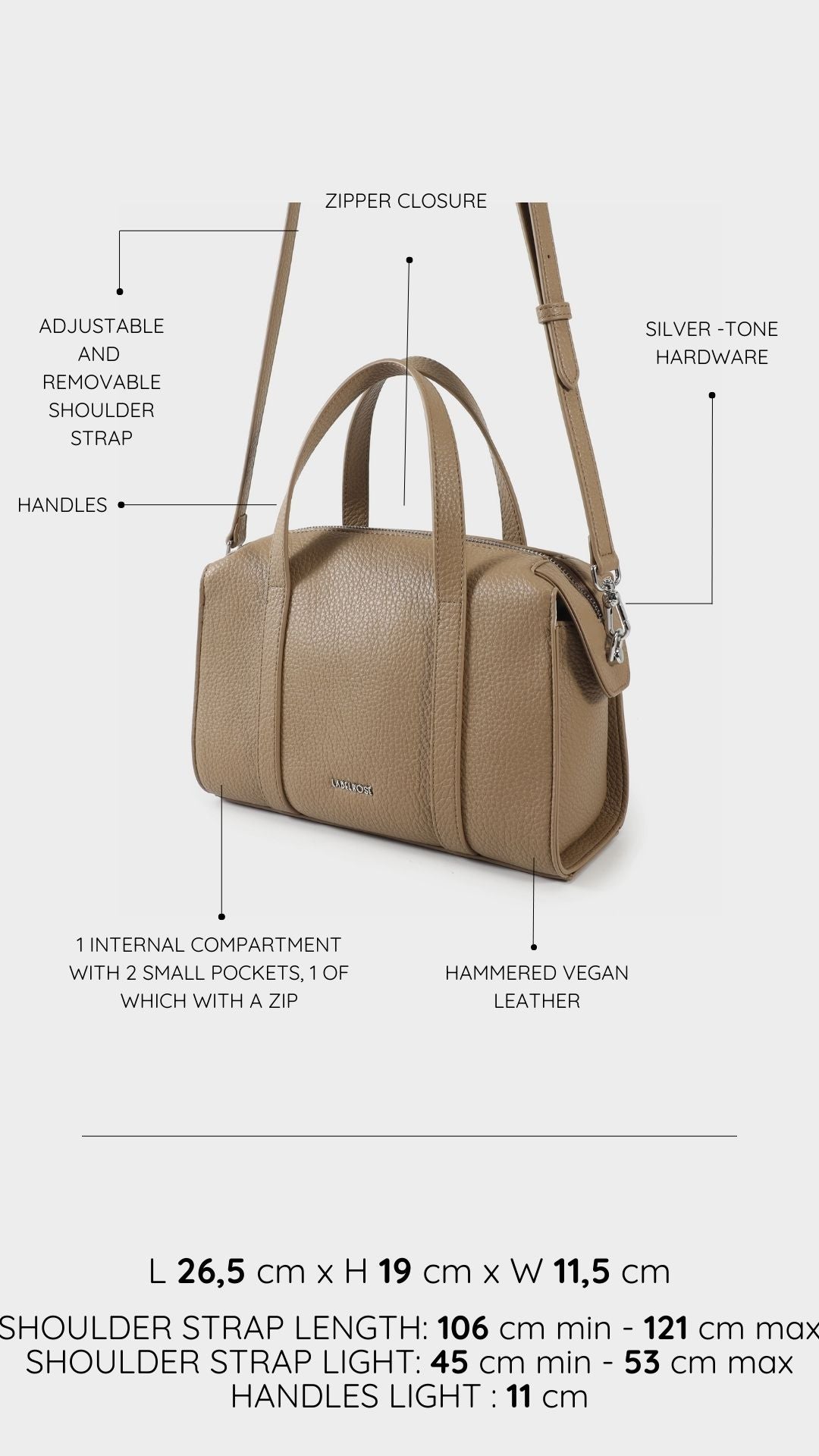 Borsa bauletto ELLEN - TAUPE