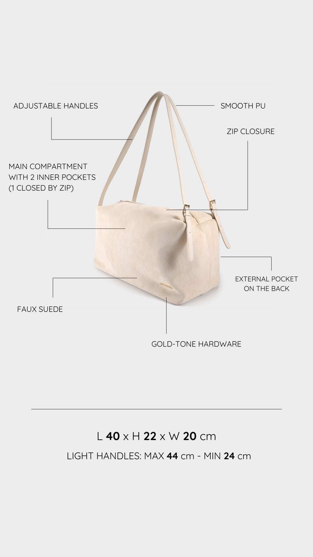 Shopping bag a spalla SIDNEY - PANNA