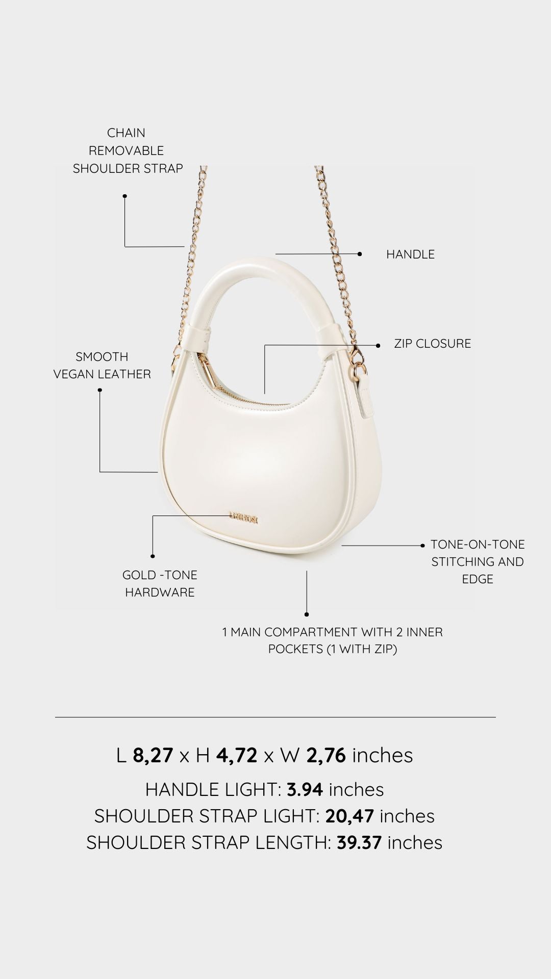 Mini bag a mano LADY - IVORY